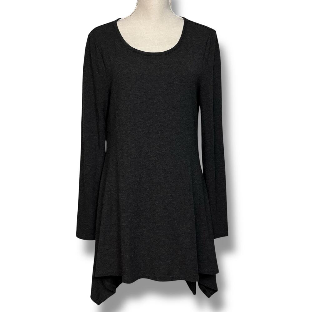 Cupio Charcoal Gray Tunic with Sharkbite Hem Size Large